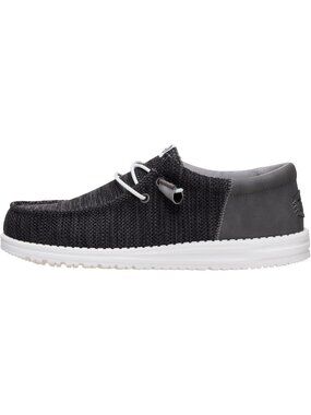 Heydude Men's Black Round Toe Breathable Flexible Casual Slip On Loafers